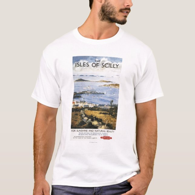 Aerial Scene of Town and Dock Railway Poster T-Shirt (Front)