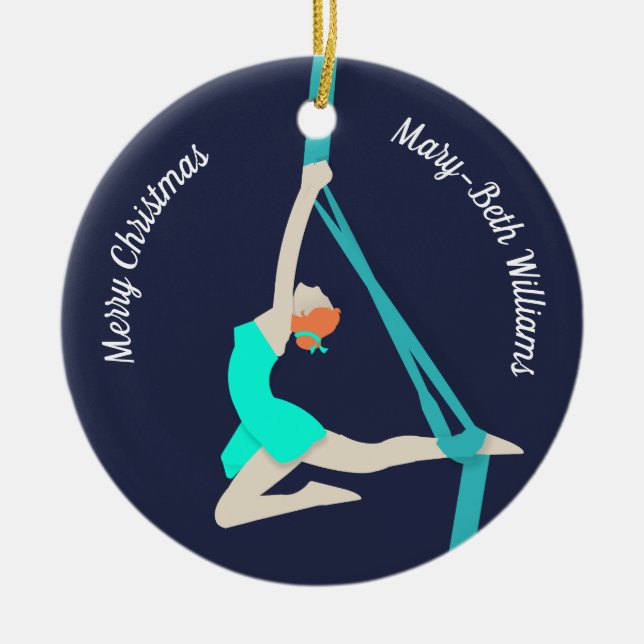Aerial Silks Ceramic Ornament (Front)