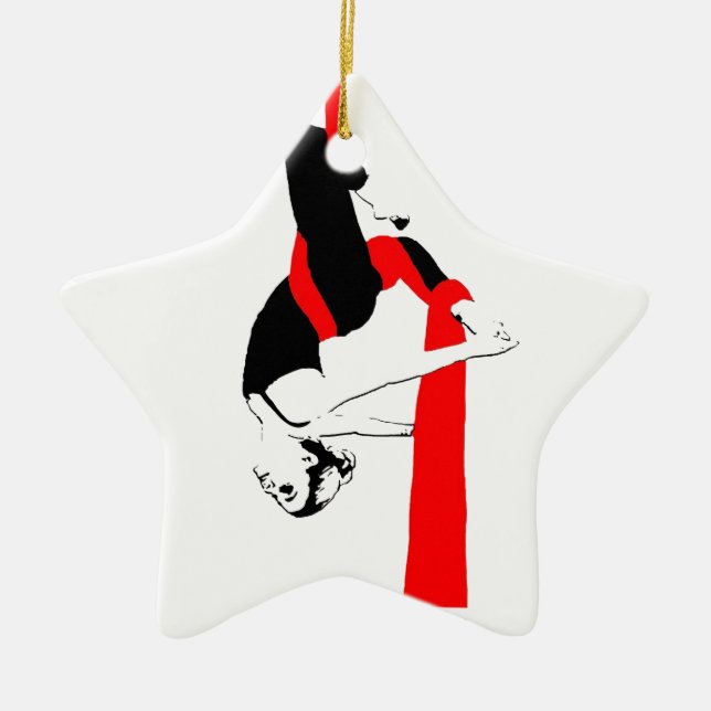 Aerial Silks Dancer Gemini Pose Ceramic Ornament (Front)