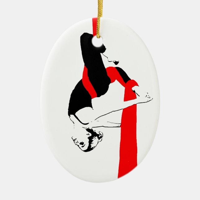 Aerial Silks Dancer Gemini Pose Ceramic Ornament (Front)