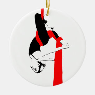 Aerial Silks Dancer Gemini Pose Ceramic Tree Decoration