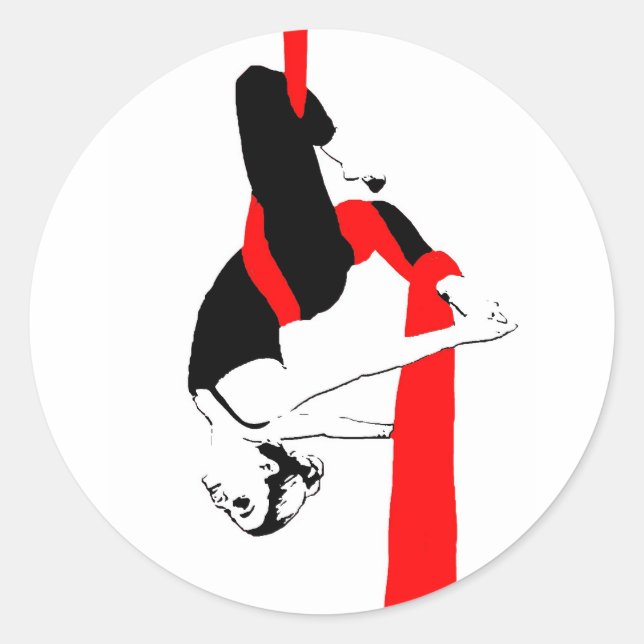 Aerial Silks Dancer Gemini Pose Classic Round Sticker (Front)