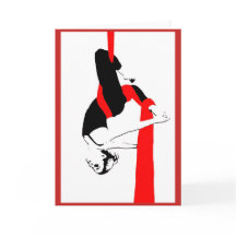 Aerial Silks Dancer  Note Card in Red