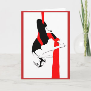 Aerial Silks Dancer Note Card in Red