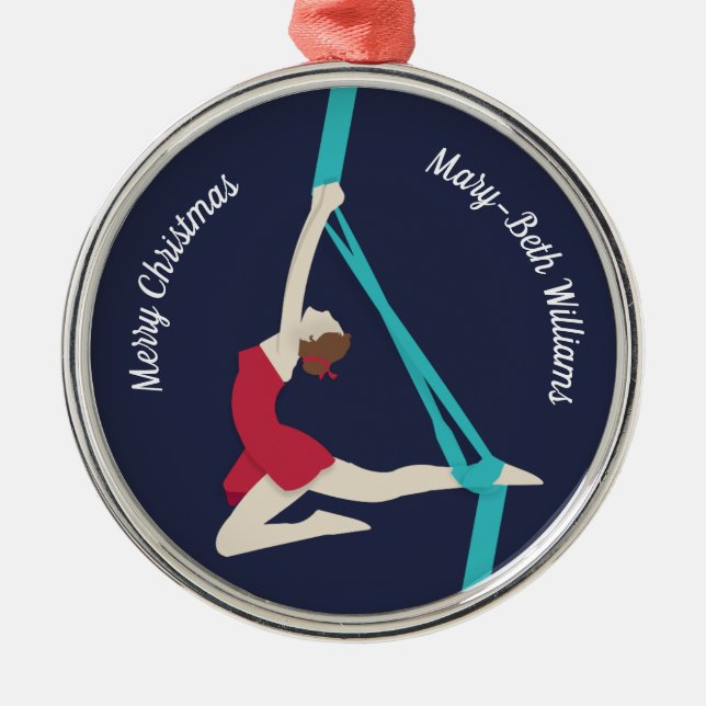 Aerial Silks Metal Ornament (Front)