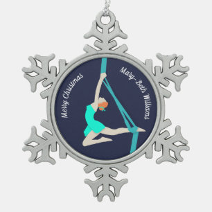 Aerial Silks Snowflake Pewter Christmas Ornament