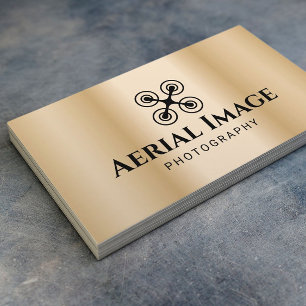 Aerial Video & Photography Drone Service Gold Business Card