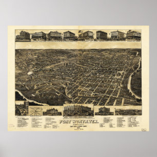 Aerial View Fort Worth Tarrant County Texas (1886) Poster