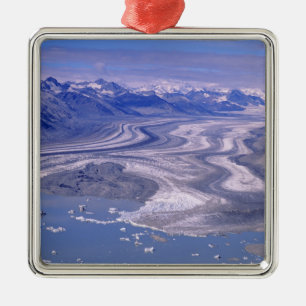Aerial view Lowell Glacier, Kluane National Metal Ornament