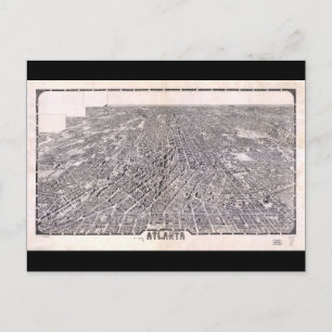 Aerial View Map of Atlanta Georgia (1919) Postcard