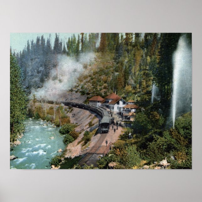 Aerial View of a Train Station Poster (Front)