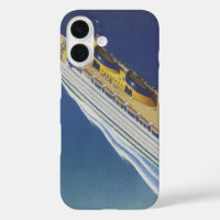 Aerial View of a Vintage Cruise Ship in the Ocean