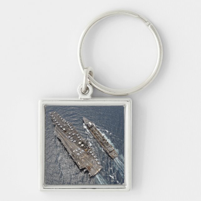 Aerial view of aircraft carrier USS Ronald Reag Key Ring (Front)