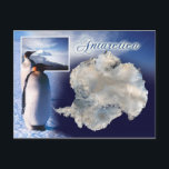 Aerial view of Antarctica Postcard<br><div class="desc">Satellite view of Antarctica,  Earth's coldest and fifth largest continent.  It is covered almost completely in ice,  and the lowest temperature ever recorded there was 89.2 °C (128.6 °F) in 1983.  Photos:  NASA and NOAA

Design © HTM Images</div>