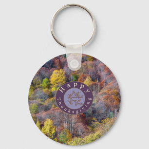 Aerial View of Autumn forest Colourful Trees Key Ring