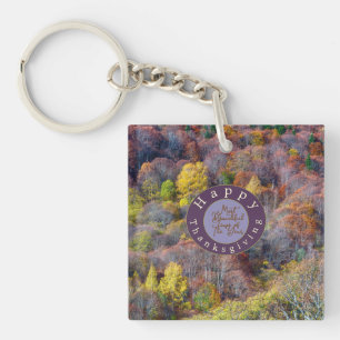 Aerial View of Autumn forest Colourful Trees Key Ring
