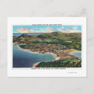 Aerial View of Bar Harbour and Cadillac Postcard