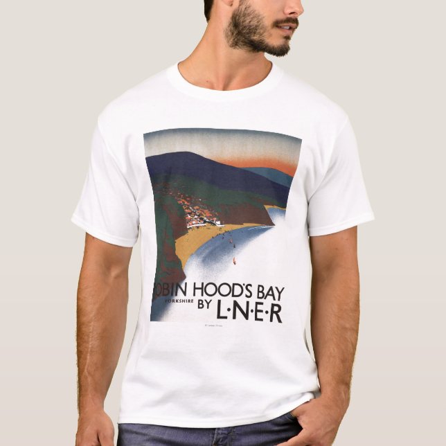 Aerial View of Bay and Cliffs Railway Poster T-Shirt (Front)