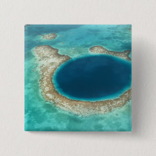 Aerial view of Blue Hole, sailboat anchored 15 Cm Square Badge