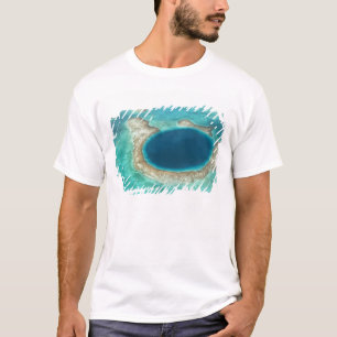 Aerial view of Blue Hole, sailboat anchored T-Shirt