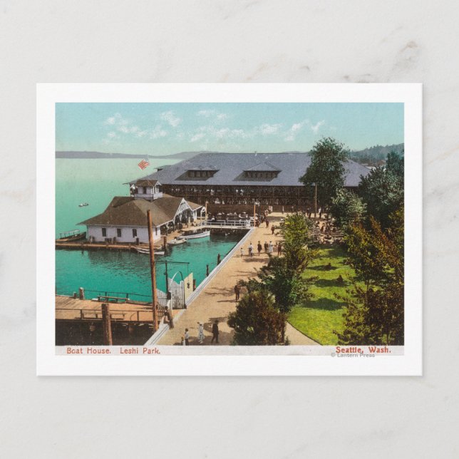 Aerial View of Boat House, Lake, Leshi Park Postcard (Front)