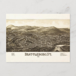 Aerial View of Brattleboro, Vermont (1886) Postcard