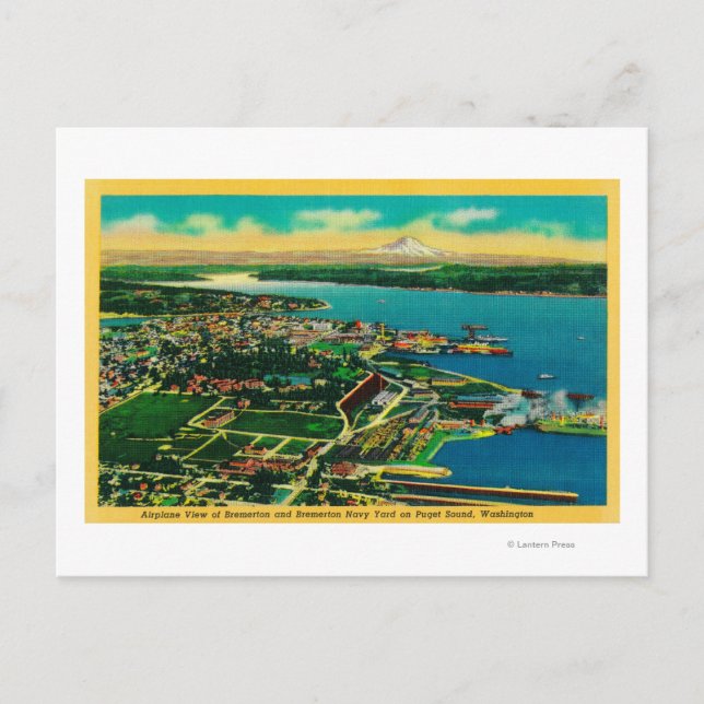 Aerial view of Bremerton and Bremerton Navy Yard Postcard (Front)