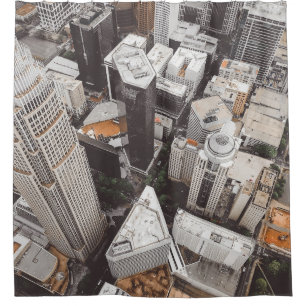 AERIAL VIEW OF BUILDINGS SHOWER CURTAIN