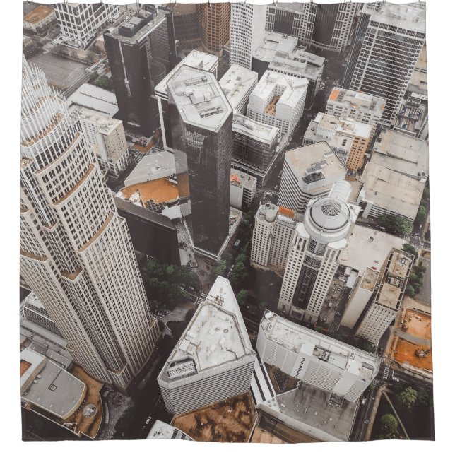 AERIAL VIEW OF BUILDINGS SHOWER CURTAIN (Front)