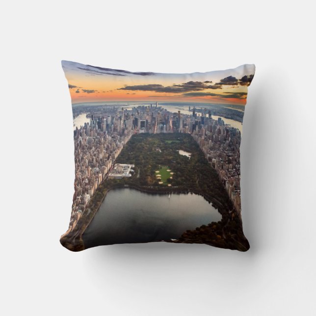 Aerial View of Central Park at Sunset Cushion (Front)