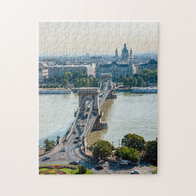 Aerial view of Chain Bridge - Budapest, Hungary Jigsaw Puzzle (Vertical)