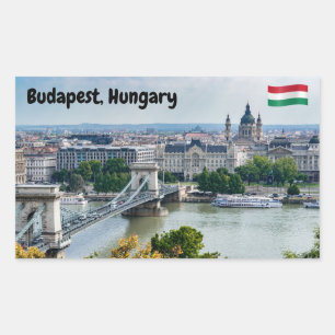 Aerial view of Chain Bridge in Budapest, Hungary Rectangular Sticker