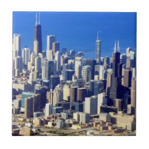 Aerial view of Chicago Downtown with Lake Ceramic Tile