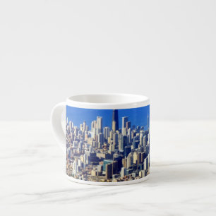Aerial view of Chicago Downtown with Lake Espresso Cup