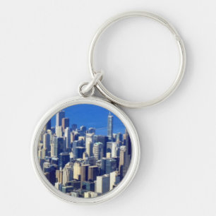 Aerial view of Chicago Downtown with Lake Key Ring