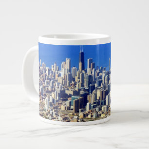 Aerial view of Chicago Downtown with Lake Large Coffee Mug
