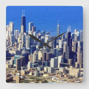 Aerial view of Chicago Downtown with Lake Square Wall Clock