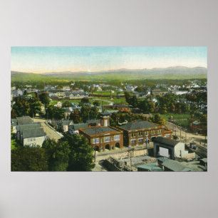 Aerial View of City, Fire Station & Municipal Poster