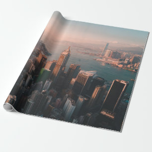 AERIAL VIEW OF CITYSCAPE WRAPPING PAPER