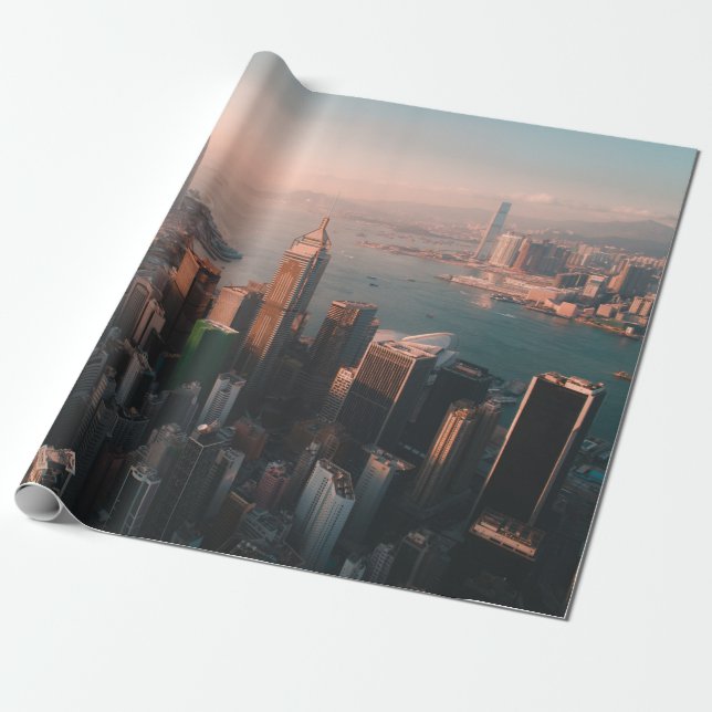 AERIAL VIEW OF CITYSCAPE WRAPPING PAPER (Unrolled)