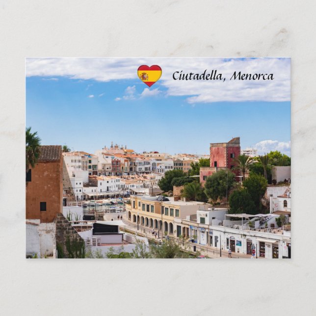 Aerial view of Ciutadella port and city - Menorca Postcard (Front)