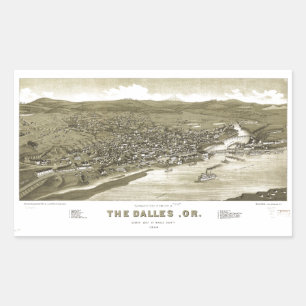 Aerial View of Dalles, Oregon (1884) Rectangular Sticker