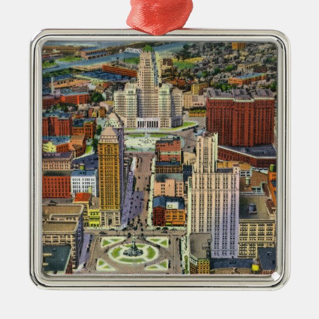 Aerial View of Downtown and the Civic Centre Metal Ornament (Front)