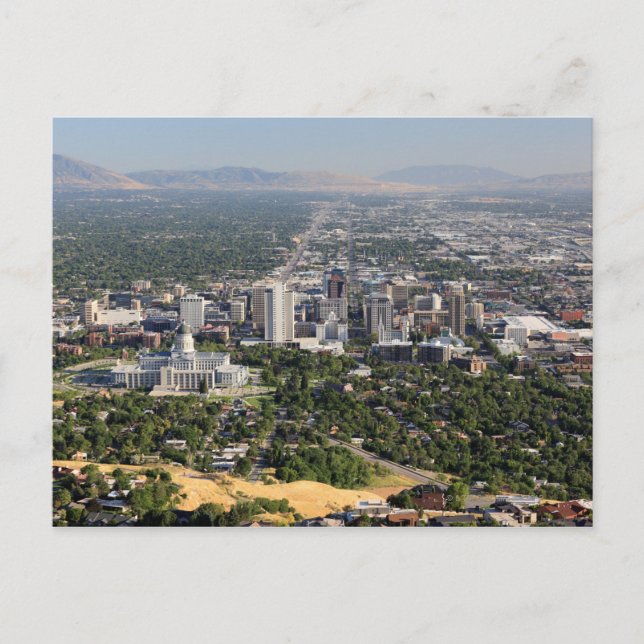 Aerial view of downtown Salt Lake City, Utah Postcard (Front)