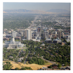 Aerial view of downtown Salt Lake City, Utah Tile