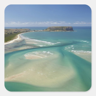 Aerial view of estuary, Sawyer Bay, Stanley and Square Sticker