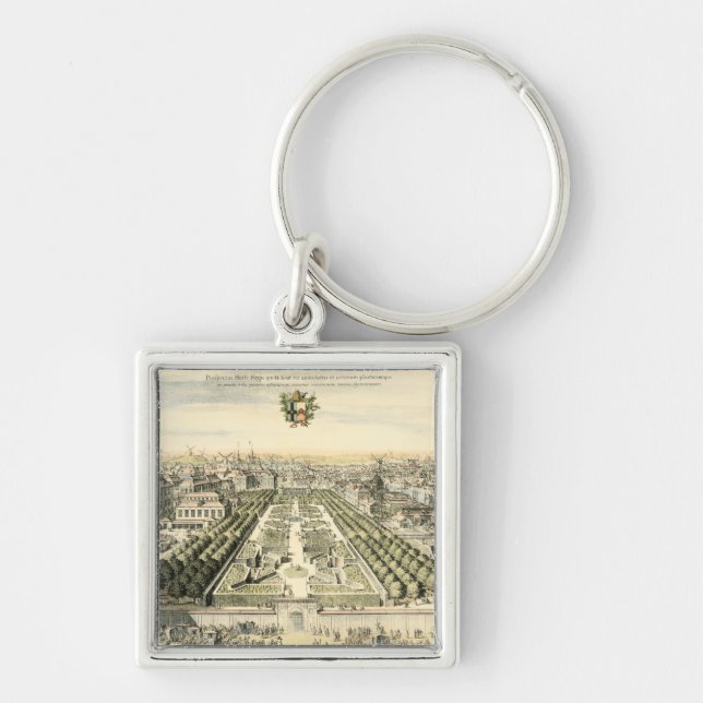 Aerial View of Formal Garden by Eric Dahlbergh Key Ring (Front)