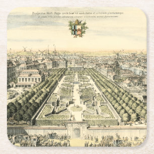 Aerial View of Formal Garden by Eric Dahlbergh Square Paper Coaster