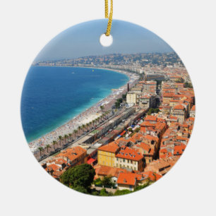 Aerial view of French Riviera in Nice, France Ceramic Ornament