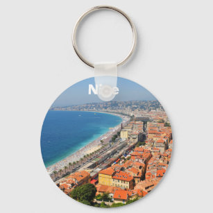 Aerial view of French Riviera in Nice, France Key Ring